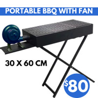 BBQ Portable Grill with Fan 30x60cm