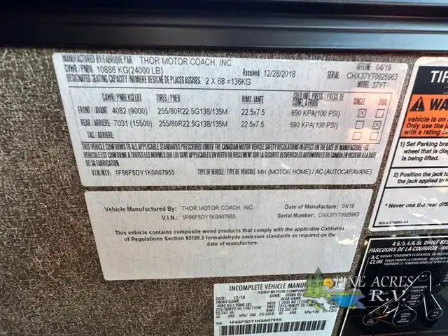 2020 Thor Motor Coach Challenger 37YT Washer & Dryer 12 k Miles in RVs & Motorhomes in Moncton - Image 83