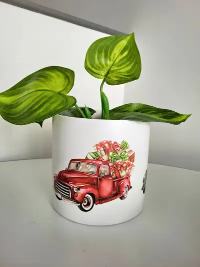Give your plants a handsome home with this Triple Truck Planter. This white ceramic planter is decor...