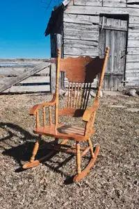 Solid Wood Pressed Back Rocking Chair