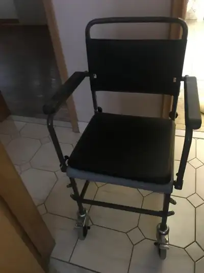 Can be used as a transport chair or as a portable washroom as there is a cover that goes over toilet...