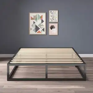 NEW 10" RAISED METAL PLATFORM BED FRAME WOOD SLAT, View more