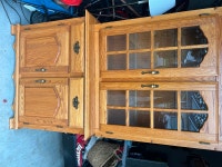 Oak hutch with light and glass shelves Barrie Ontario Preview