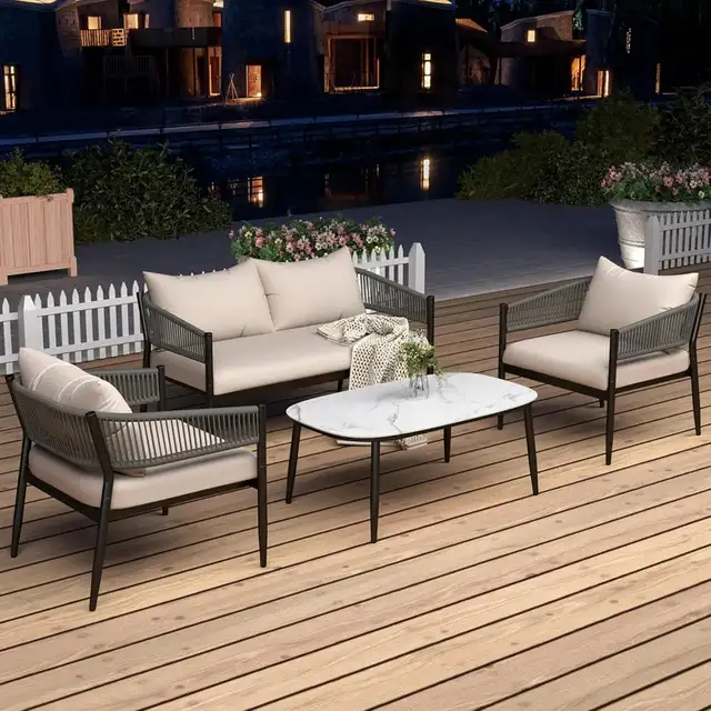 Brand New 4pcs Patio Furniture Set Faux Marble Table $459 | Patio ...