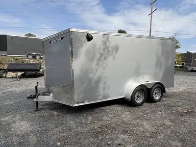 WEBERLANE ENCLOSED /ALUMINUM CARGO 7FT WIDE X 14 FT , WEDGE NOSE, 32 INCH SIDE DOOR, 16 OC FLOORS WA...