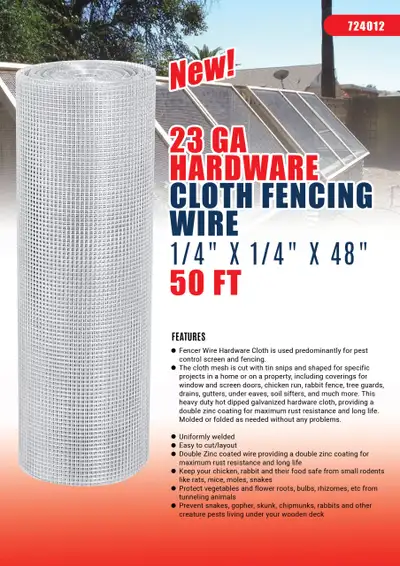NEW 50 FT 23 GA HARDWARE CLOTH FENCE WIRE 724012, View more
