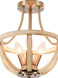 Luling Farmhouse Semi Flush Mount Ceiling Light, 29CMx34CM, Rust