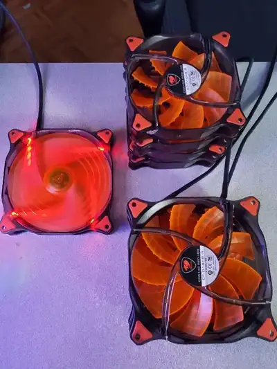 Cougar 4x120mm and 4x140mm 8 Case fans w/ red/orange LED lights, View more