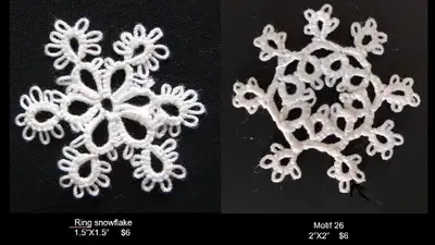 Beautiful hand tatted snowflakes and motifs for Christmas tree decoration. Made with excellent quali...