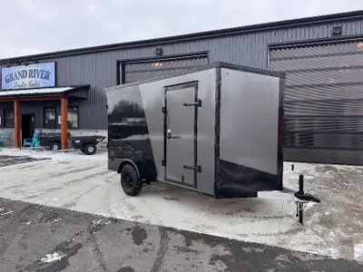 Grand River Trailer Sales Aluminum cargo trailer 6x12+Vee Blackout Package, 6.6FT interior height, R...