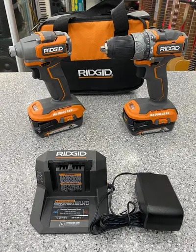Ridgid 18V Sub Compact Brushless Hammer Drill/Impact Drill Combo, View more
