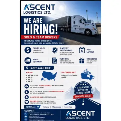 HIRING CLASS 1 LONG HAUL DRIVERS., View more