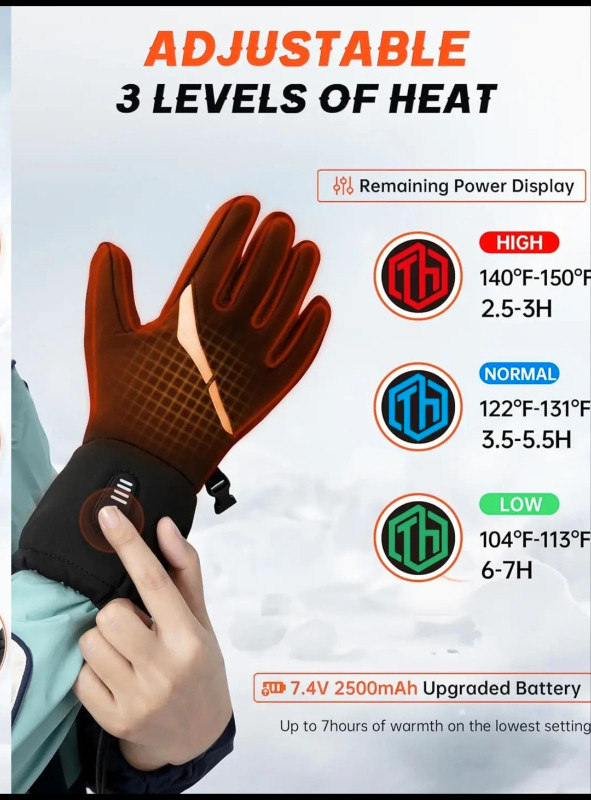 ThxToms Heated Gloves for Men Women with Touchscreen, Waterproof in Other in Gatineau - Image 2