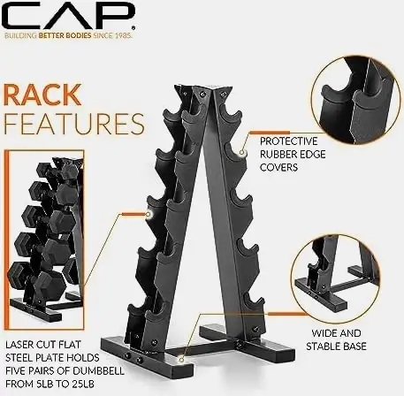 CAP Rubber Dumbbell Set + Vertical Rack - 150 lb in Exercise Equipment in Ottawa - Image 4