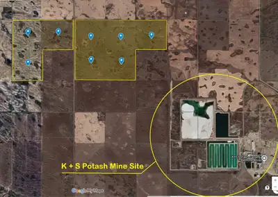 8 Quarter grain land in one block !, Only half mile from K + S Potash mine site, 2 miles to Buffalo...