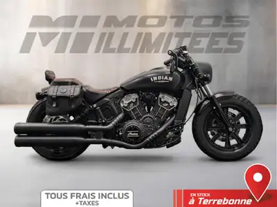 INDIAN Scout Bobber ABS 2019 Noir mat 5447 km km au compteur. Motos Illimitées Terrebonne. Prix de v...