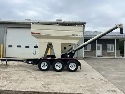 Meridian 375 RT seed tender with 18' conveyor, dual compartments, roll tarp, Honda engine with elect...