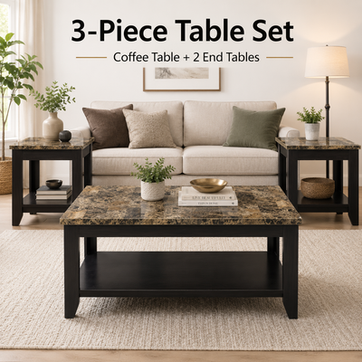 Clearout - 3-Piece Coffee Table and 2 End Tables, View more