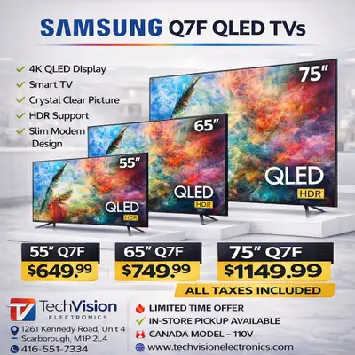SAMSUNG Q7F QLED TV 55", 65"&75"TV ON SALE, View more