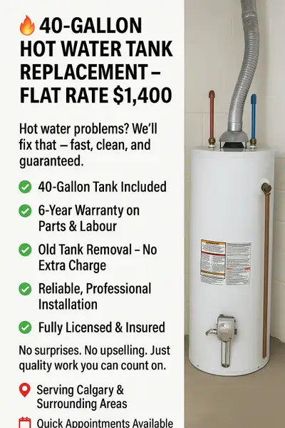 Hot Water Tank Replacement – Flat Rate $1,400 , View more