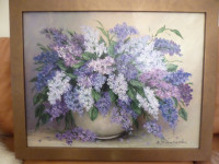 Xmas GIFT! ART original OIL painting Lilacs