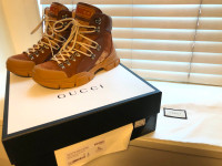 Designer Gucci Flashtrek Leather High 'Brown' boots