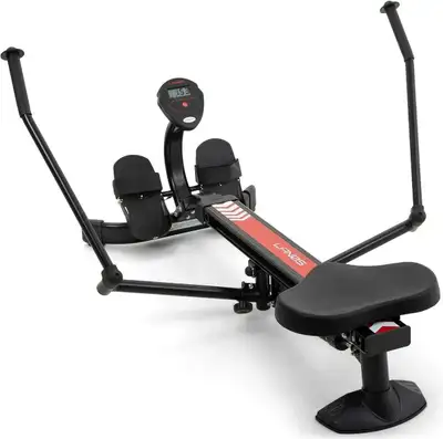 Lanos Hydraulic Adjustable Resistance Rowing Machine with LCD Screen, Molded Seat Gliding, Pivoting...