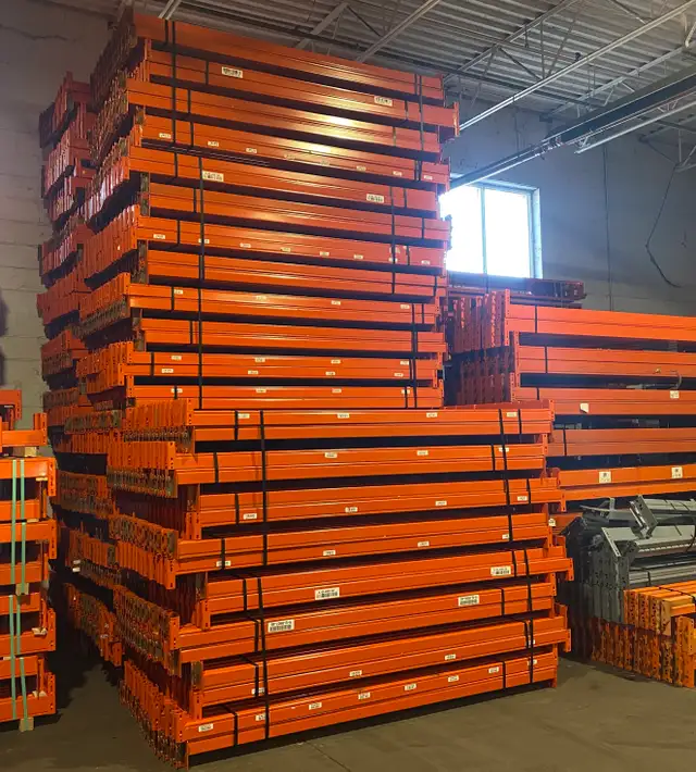 1000's of used 8' x 3" redirack pallet racking beams