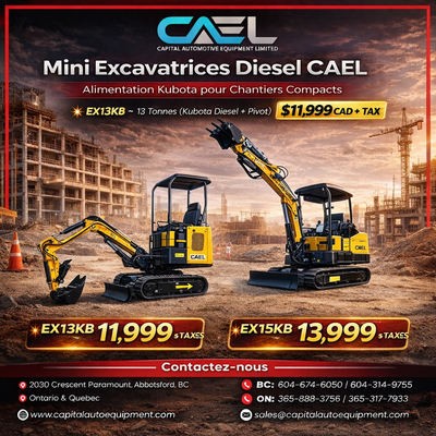 Certified • Warranty • Finance • Delivery Across Canada CAEL Diesel Mini Excavators are engineered f...