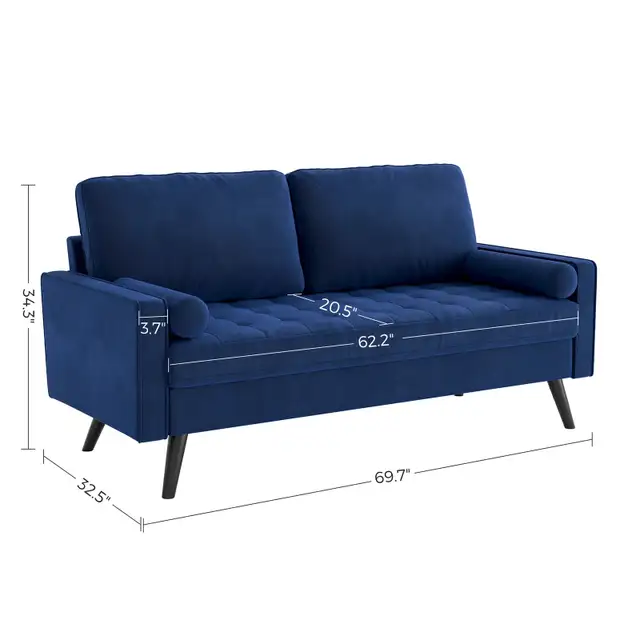 NEW 69.7 IN MODERN VELVET COUCH LIVING ROOM SOFA BT2555 in Couches & Futons in Winnipeg - Image 7
