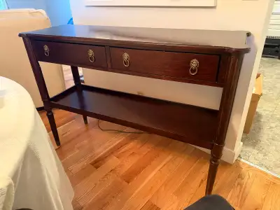 Solid wood entryway table with drawers, View more