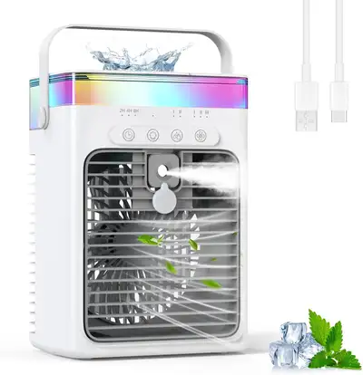 Portable Air Cooler - RGB Light, USB Mist Fan, View more