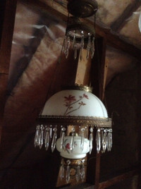 Antique oil parlor lamp