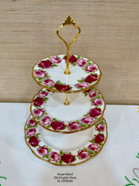 Royal Albert Old English Rose two or three tier cake stand