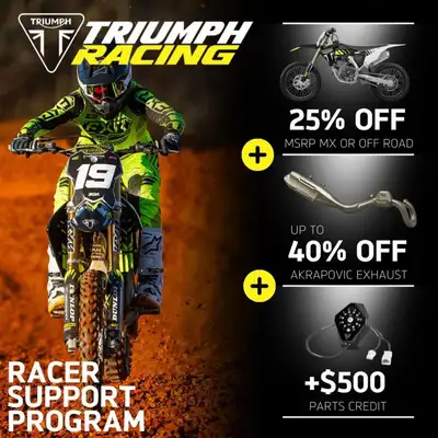 IMS x Triumph Racer Support Program Built for riders who grab life by the throttle. 25% off MSRP on...