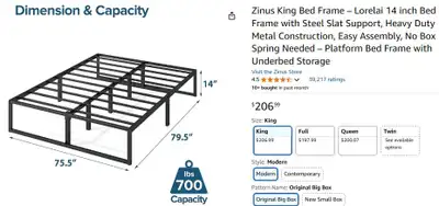 1 king bed frame, 2 queen bed frames + 2 queen mattresses, View more