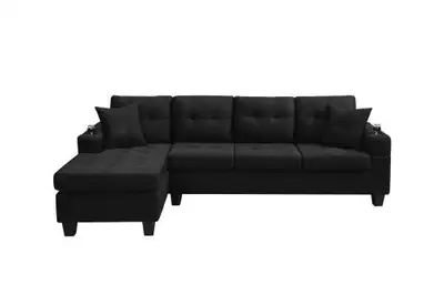 NEW L-SHAPE 4-SEATER SECTIONAL SOFA WITH CHAISE & OTTOMAN, View more