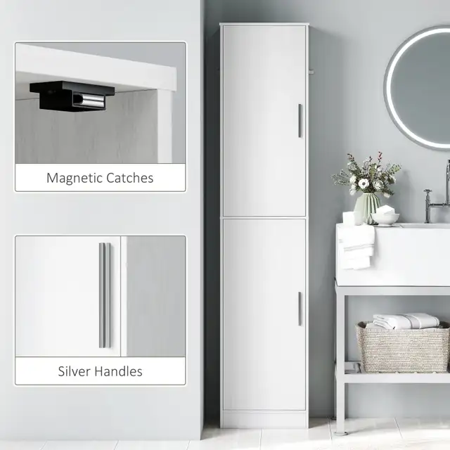 Tall Bathroom Cabinet, Slim Bathroom Floor Cabinet w/ 2 Doors an in Home Décor & Accents in City of Toronto - Image 6