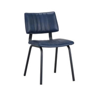 Blue Leather Dining Chair w/Black Legs
