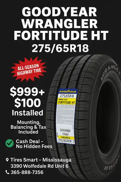 Goodyear Wrangler Fortitude HT 275/65R18 All-Season Highway Tire Quiet Comfort for Trucks & SUVs All...