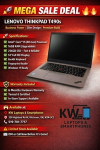 Lenovo ThinkPad T490s Kitchener / Waterloo Kitchener Area Preview