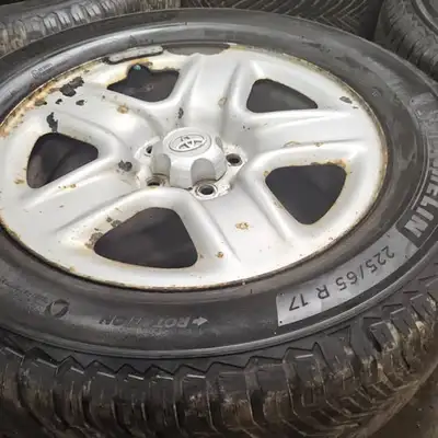 We are selling a full set of MICHELIN tires and wheels from a 2010 TOYOTA RAV 4. Wheels have some mi...