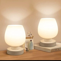 ONEWISH Touch Bedside Table Lamp Set of 2 - Small Modern for Bed