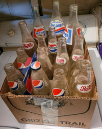 Box of Vintage  Pepsi Bottles