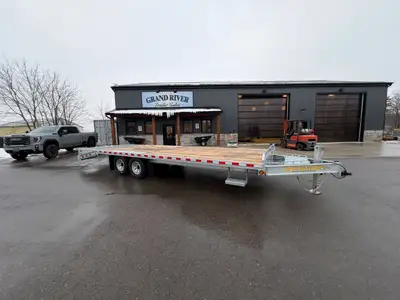 Grand River Trailer Sales cargo trailer Galvanized 101x20+5 ft dove tail SPECS weight 4951Lb capacit...