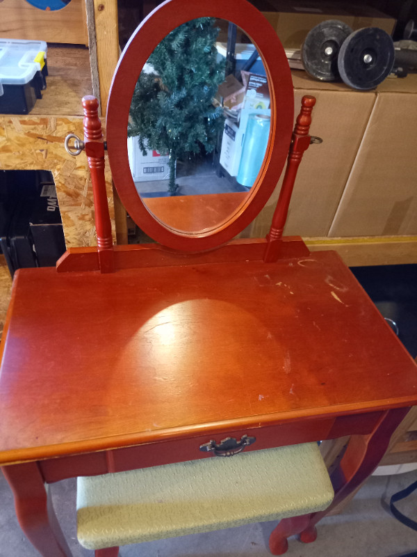 Vanity makeup table. Solid wood with matching stool in Other Tables in Markham / York Region