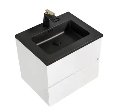 Meuble-Lavabo Mural 24po Blanc avec Comptoir de Quartz, View more