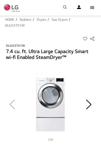 LG Gas or Electric Dryer $699 / Cloth Steamer $59 NoTax
