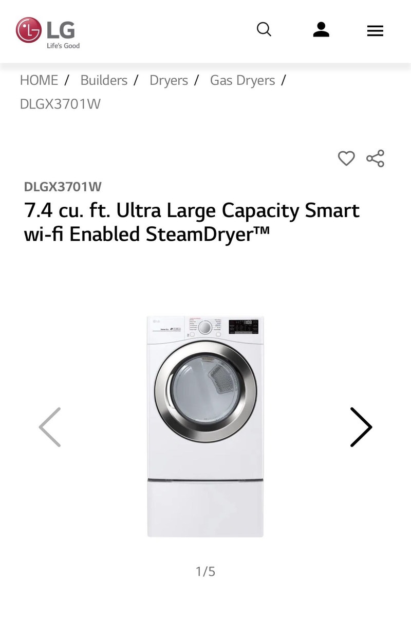 LG Gas or Electric Dryer 699 / Cloth Steamer 59 NoTax Washers