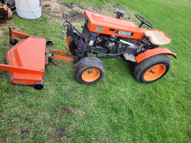 Kubota with snowplow, mower, loader, tiller & 20ft  trailer in Other in Belleville - Image 4